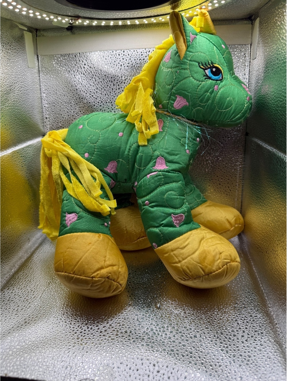 Vintage 2007 Sugar Loaf Green and Yellow Plush Horse Doll